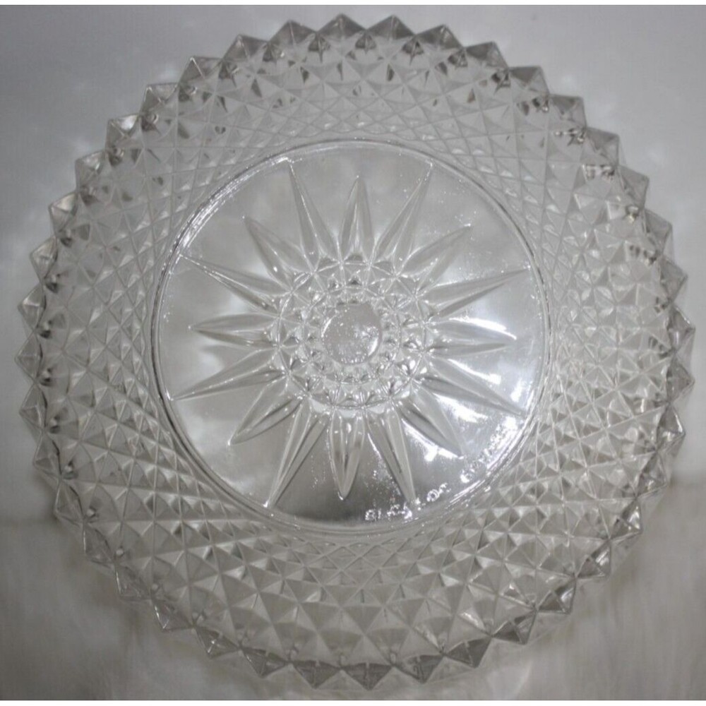 Vintage Arcoroc France Clear Glass Starburst Diamond Pattern Serving Bowl 9X4.25